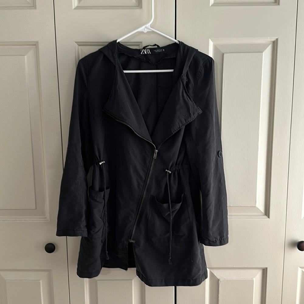 Zara charcoal hooded lightweight jacket size M